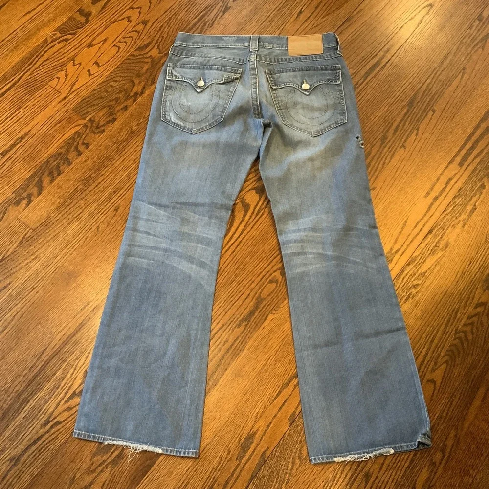 Vintage‎ True Religion Jeans 34x33 Made in USA Medium Wash Denim Flared Fit 90s